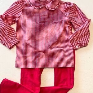 Little English Girls Red Checkered Outfit